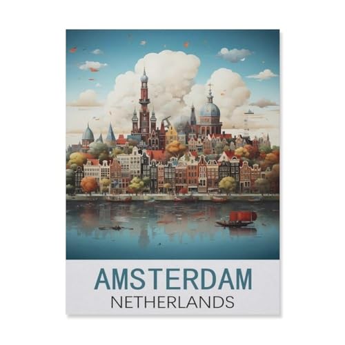 Puzzle für Erwachsene, 1000 Teile, Amsterdam, Niederlande, klassisches Puzzle, Teenager, Jungen, Mädchen, Puzzles für DIY, intellektives Lernspiel, Geschenk, Heimdekoration (50 x 70 cm), FM9 von YYHMKBYY