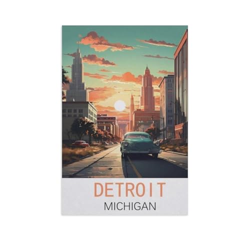 Puzzle für Erwachsene, 1000 Teile, Detroit Michigan, Lernspiele, Gehirn-Herausforderung, Puzzle für Erwachsene und Kinder (38 x 26 cm), FN47 von YYHMKBYY