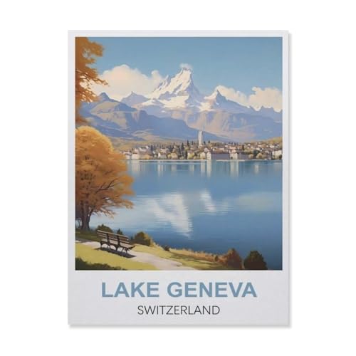 Puzzle für Erwachsene, 1000 Teile, Genfersee, Schweiz, Lernspiele, Gehirn-Herausforderung, Puzzle für Erwachsene und Kinder (50 x 70 cm) - ES16 von YYHMKBYY