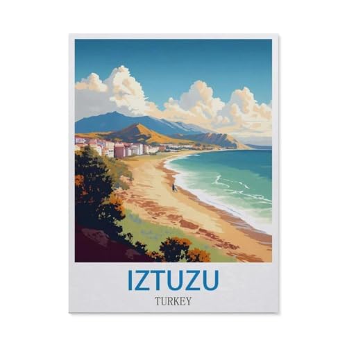 Puzzle für Erwachsene, 1000 Teile, Iztuzu Türkei, Vintage-Reiseposter, Surfen, Lernspiele, Gehirn-Herausforderung, Puzzle für Erwachsene und Kinder (38 x 26 cm) -CS86 von YYHMKBYY