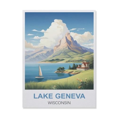 Puzzle für Erwachsene, 1000 Teile, Lake Geneva Wisconsin, Lernspiele, Gehirn-Herausforderung, Puzzle für Erwachsene und Kinder (75 x 50 cm) - ET36 von YYHMKBYY