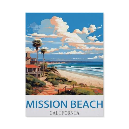 Puzzle für Erwachsene, 1000 Teile, Mission Beach California, Lernspiele, Gehirn-Herausforderung, Puzzle für Erwachsene und Kinder (38 x 26 cm) -EE76 von YYHMKBYY
