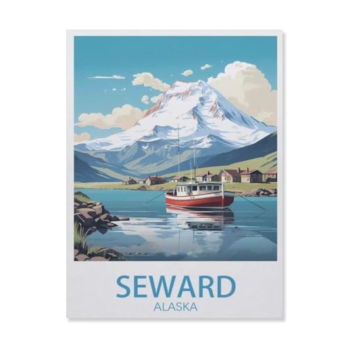 Puzzle für Erwachsene, 1000 Teile, Seward Alaska, Vintage-Reiseposter, Landschaft, schwieriges Puzzle, perfektes pädagogisches Geschenk für Jungen und Mädchen (50 x 70 cm), DN29 von YYHMKBYY