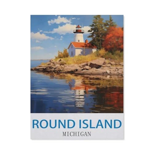 Puzzle für Erwachsene, 1000 Teile, runde Insel Michigan, klassisches Puzzle, Teenager, Jungen, Mädchen, Puzzles für DIY, intellektives Lernspiel, Geschenk, Heimdekoration (38 x 26 cm) - EB68 von YYHMKBYY