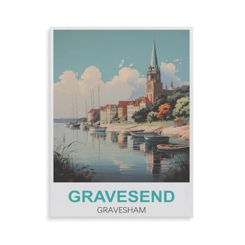 Puzzle für Erwachsene 1000 Teile，Gravesend Gravesham，für Erwachsene und Kinder, Holz Puzzle, Kunstwerk, geistiges Lernspielzeug, Geschenke（75x50cm）-GU6 von YYHMKBYY