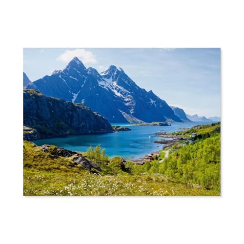 Puzzle für Erwachsene 1000 Teile，Mærvoll, Lofoten (Norwegen)，für Erwachsene und Kinder, Holz Puzzle, Kunstwerk, geistiges Lernspielzeug, Geschenke（75x50cm）-AZ36 von YYHMKBYY