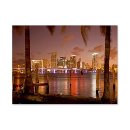 Puzzle für Erwachsene 1000 Teile，Miami，für Erwachsene und Kinder, Holz Puzzle, Kunstwerk, geistiges Lernspielzeug, Geschenke（75x50cm）-AY94 von YYHMKBYY