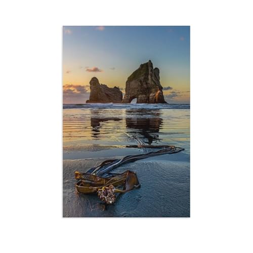Puzzle für Erwachsene 1000 Teile，Sonnenuntergang am Wharariki Beach, Neuseeland，für Erwachsene und Kinder, Holz Puzzle, Kunstwerk, geistiges Lernspielzeug, Geschenke（75x50cm）-AY73 von YYHMKBYY