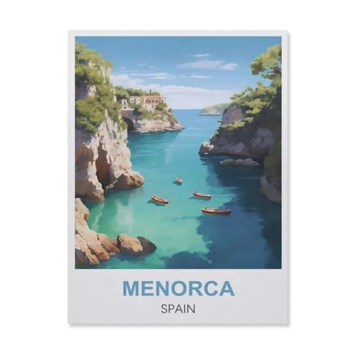 Puzzle 1000 Teile DIY Holz Puzzle，Menorca Spanien，Freizeit Creative Kreuzworträtsel Spiel Kind Puzzle Spielzeug Geburtstag Festival Einzigartiges Geschenk（75x50cm）-ER37 von YYHMKBYY