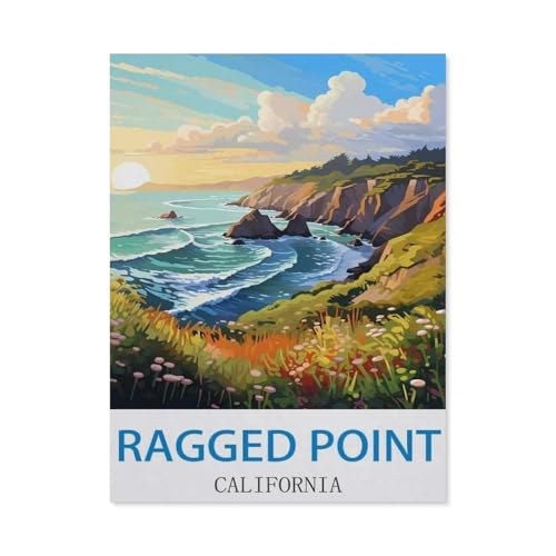 Puzzles, Ragged Point, Kalifornien, aus Holz, Foto, moderne Heimdekoration für Wohnzimmer, Büro, 1000 Stück (75 x 50 cm) -EE71 von YYHMKBYY