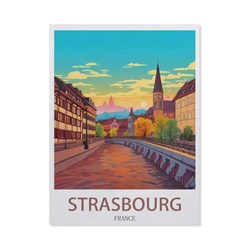 Puzzles, Straßburg, Frankreich, aus Holz, moderne Heimdekoration für Wohnzimmer, Büro, 1000 Teile (75 x 50 cm) -DZ61 von YYHMKBYY