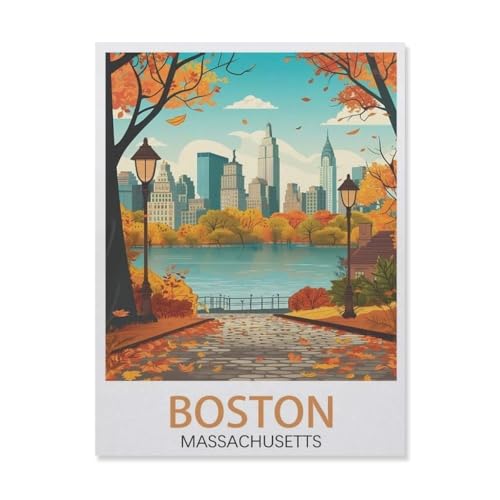 Puzzles 1000 Holzpuzzle, Boston, Massachusetts, Basteln, kreatives Puzzle, Geschenke, Lernspiele, Gehirn, Herausforderung, Puzzle, 75 x 50 cm, DP61 von YYHMKBYY