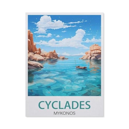 Puzzles 1000 Papierpuzzle, Kykladen, Mykonos, Griechenland, Inseln, kreatives Puzzle, Geschenke, Lernspiele, Brain Challenge Puzzle (50 x 70 cm) -DW21 von YYHMKBYY