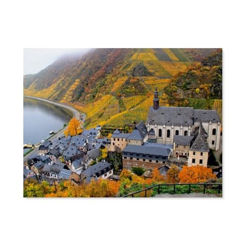 Puzzles 1000 Stück，Blick auf Beilstein von der Burg Metternich，Spielzeug Zur Stressreduktion Für Familien Puzzle - Personalisierte Herausforderungs-Spielzeuge Für Erwachsene（38x26cm）-BA80 von YYHMKBYY