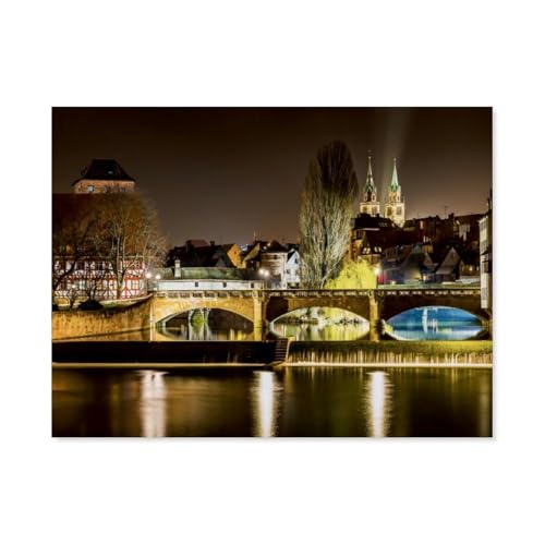 Puzzles 1000 Stück，Blick auf die Maxbrücke vom Kettensteg aus，Spielzeug Zur Stressreduktion Für Familien Puzzle - Personalisierte Herausforderungs-Spielzeuge Für Erwachsene（50x70cm）-AZ33 von YYHMKBYY