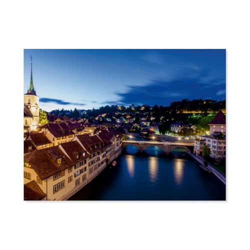 Puzzles 1000 Stück，Historischer Stadtkern mit der Nydeggkirche in Bern，Spielzeug Zur Stressreduktion Für Familien Puzzle - Personalisierte Herausforderungs-Spielzeuge Für Erwachsene（38x26cm）-AU71 von YYHMKBYY