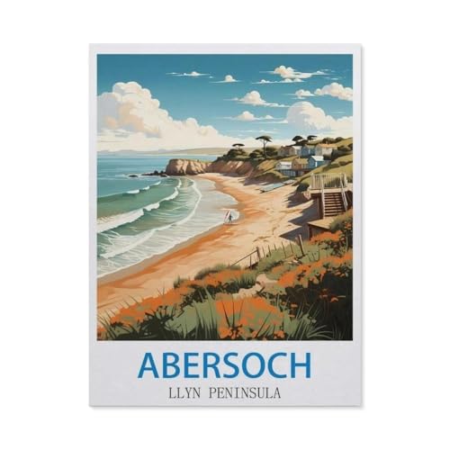 Puzzles 1000 Stück Holz Montage Bild，Abersoch, Llyn Peninsula – Surfplakate，Filmplakat Für Erwachsene Spiele Lernspielzeug（75x50cm）-CV24 von YYHMKBYY