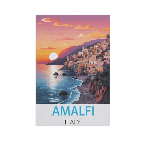 Puzzles 1000 Stück Holz Montage Bild，Amalfi Italien，Erwachsene Spiele Lernspielzeug（75x50cm）-FU94 von YYHMKBYY