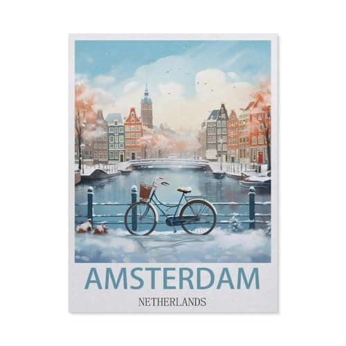 Puzzles 1000 Stück Holz Montage Bild，Amsterdam, Niederlande，Erwachsene Spiele Lernspielzeug（75x50cm）-EO66 von YYHMKBYY