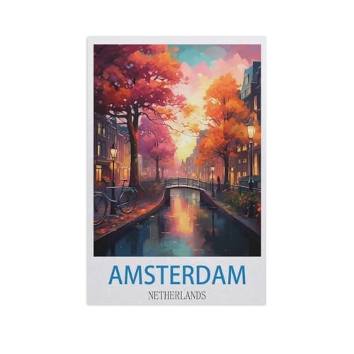 Puzzles 1000 Stück Holz Montage Bild，Amsterdam, Niederlande，Filmplakat Für Erwachsene Spiele Lernspielzeug（75x50cm）-GD78 von YYHMKBYY