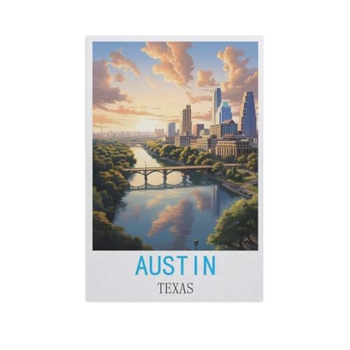 Puzzles 1000 Stück Holz Montage Bild，Austin, Texas，Erwachsene Spiele Lernspielzeug（75x50cm）-GJ63 von YYHMKBYY