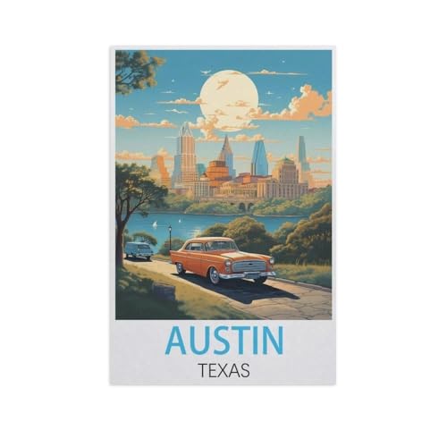 Puzzles 1000 Stück Holz Montage Bild，Austin, Texas，Filmplakat Für Erwachsene Spiele Lernspielzeug（75x50cm）-FP9 von YYHMKBYY