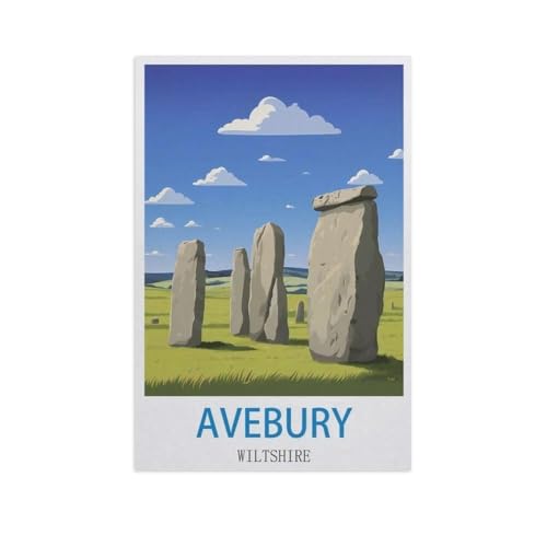 Puzzles 1000 Stück Holz Montage Bild，Avebury, Wiltshire，Erwachsene Spiele Lernspielzeug（75x50cm）-FZ35 von YYHMKBYY