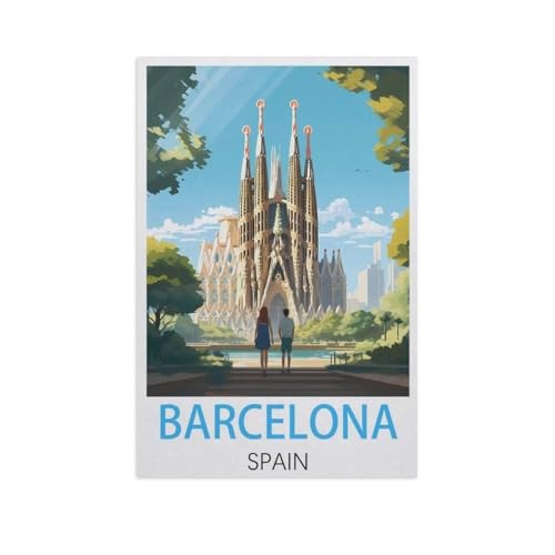 Puzzles 1000 Stück Holz Montage Bild，Barcelona Spanien，Erwachsene Spiele Lernspielzeug（75x50cm）-FS75 von YYHMKBYY