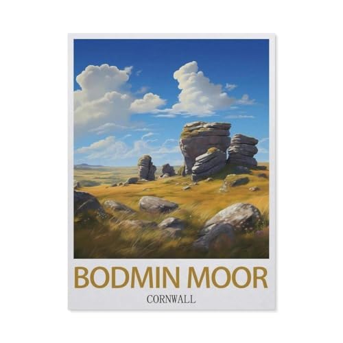 Puzzles 1000 Stück Holz Montage Bild，Bodmin Moor Cornwall Vintage-Reiseplakate，Filmplakat Für Erwachsene Spiele Lernspielzeug（75x50cm）-BV57 von YYHMKBYY
