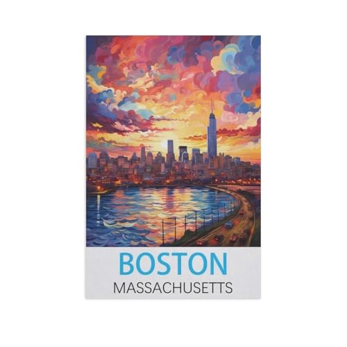 Puzzles 1000 Stück Holz Montage Bild，Boston, Massachusetts，Erwachsene Spiele Lernspielzeug（75x50cm）-FO34 von YYHMKBYY