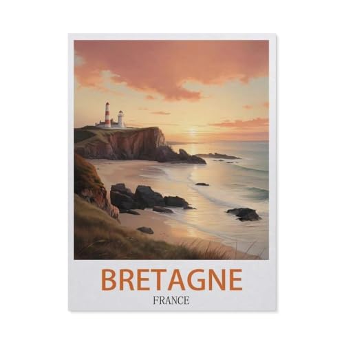 Puzzles 1000 Stück Holz Montage Bild，Bretagne Frankreich，Filmplakat Für Erwachsene Spiele Lernspielzeug（75x50cm）-GP49 von YYHMKBYY