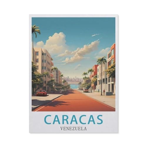 Puzzles 1000 Stück Holz Montage Bild，Caracas Venezuela Vintage-Reiseposter，Filmplakat Für Erwachsene Spiele Lernspielzeug（75x50cm）-BB4 von YYHMKBYY