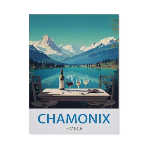 Puzzles 1000 Stück Holz Montage Bild，Chamonix, Frankreich – Vintage Reiseplakat，Erwachsene Spiele Lernspielzeug（75x50cm）-CT73 von YYHMKBYY