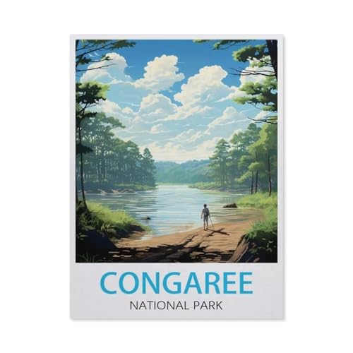 Puzzles 1000 Stück Holz Montage Bild，Congaree National Park Vintage-Reiseposter，Filmplakat Für Erwachsene Spiele Lernspielzeug（75x50cm）-AU44 von YYHMKBYY