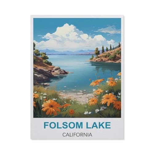 Puzzles 1000 Stück Holz Montage Bild，Folsom Reiseposter, Kaliforniensee，Erwachsene Spiele Lernspielzeug（75x50cm）-BJ8 von YYHMKBYY