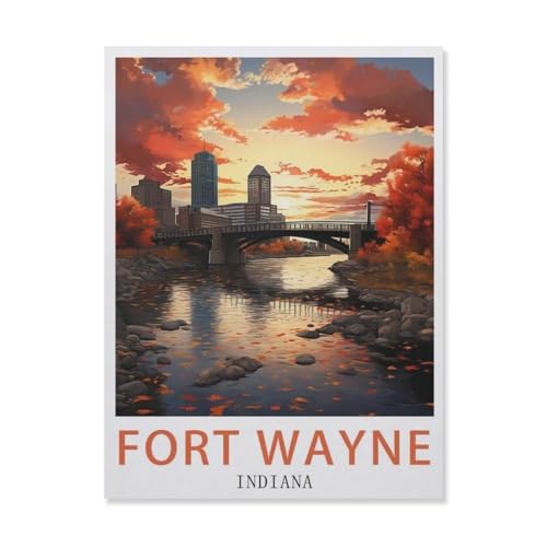 Puzzles 1000 Stück Holz Montage Bild，Fort Wayne, Indiana，Filmplakat Für Erwachsene Spiele Lernspielzeug（75x50cm）-DQ50 von YYHMKBYY