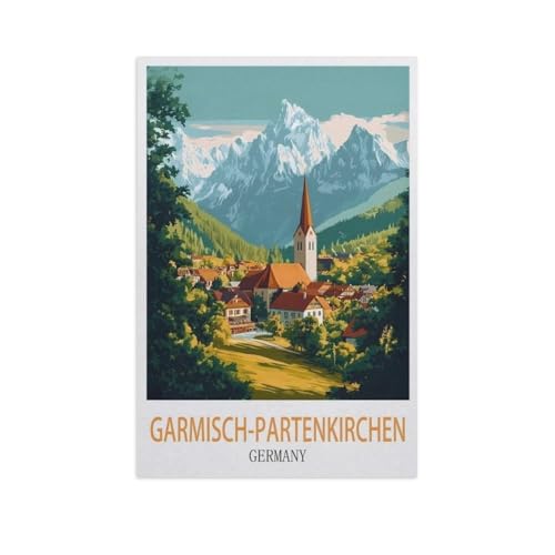 Puzzles 1000 Stück Holz Montage Bild，Garmisch-Partenkirchen, Deutschland，Filmplakat Für Erwachsene Spiele Lernspielzeug（75x50cm）-FY64 von YYHMKBYY