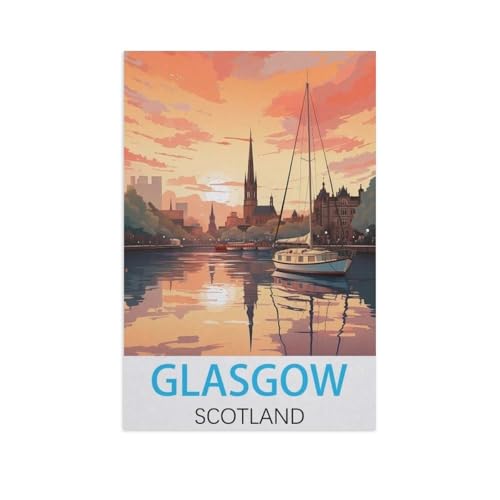 Puzzles 1000 Stück Holz Montage Bild，Glasgow Schottland，Erwachsene Spiele Lernspielzeug（75x50cm）-FV67 von YYHMKBYY