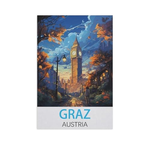 Puzzles 1000 Stück Holz Montage Bild，Graz Österreich，Filmplakat Für Erwachsene Spiele Lernspielzeug（75x50cm）-FV69 von YYHMKBYY