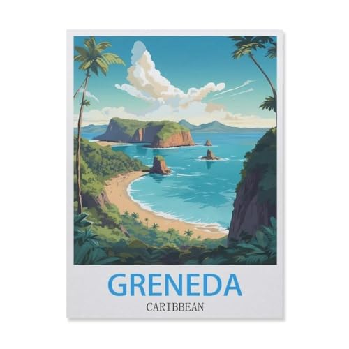 Puzzles 1000 Stück Holz Montage Bild，Grenada Karibik，Filmplakat Für Erwachsene Spiele Lernspielzeug（75x50cm）-FH3 von YYHMKBYY