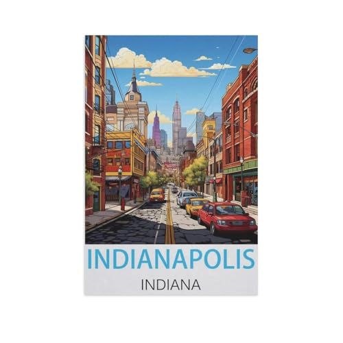 Puzzles 1000 Stück Holz Montage Bild，Indianapolis Indiana，Filmplakat Für Erwachsene Spiele Lernspielzeug（75x50cm）-FU23 von YYHMKBYY