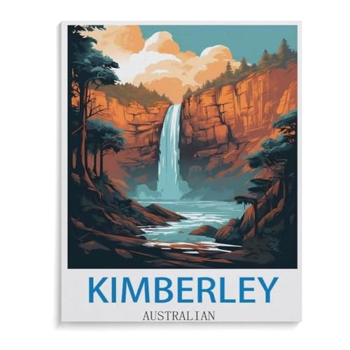 Puzzles 1000 Stück Holz Montage Bild，Kimberley Vintages australisches Gebirgsreise-Plakat，Erwachsene Spiele Lernspielzeug（75x50cm）-C99 von YYHMKBYY