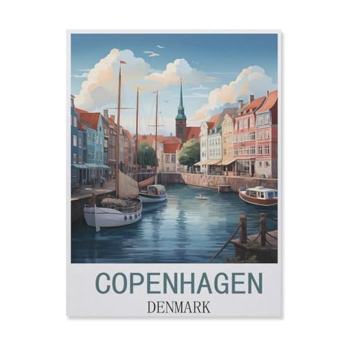 Puzzles 1000 Stück Holz Montage Bild，Kopenhagen Dänemark，Erwachsene Spiele Lernspielzeug（75x50cm）-FJ96 von YYHMKBYY