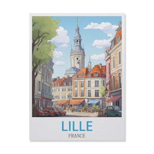 Puzzles 1000 Stück Holz Montage Bild，Lille France，Filmplakat Für Erwachsene Spiele Lernspielzeug（75x50cm）-GN30 von YYHMKBYY