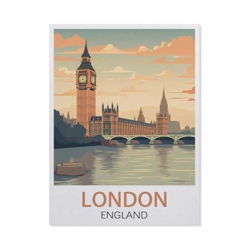 Puzzles 1000 Stück Holz Montage Bild，London, England，Filmplakat Für Erwachsene Spiele Lernspielzeug（75x50cm）-EP44 von YYHMKBYY