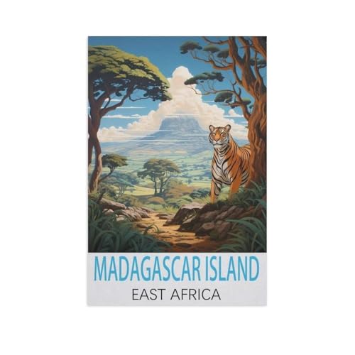 Puzzles 1000 Stück Holz Montage Bild，Madagaskar Insel Ostafrika，Filmplakat Für Erwachsene Spiele Lernspielzeug（75x50cm）-FQ58 von YYHMKBYY
