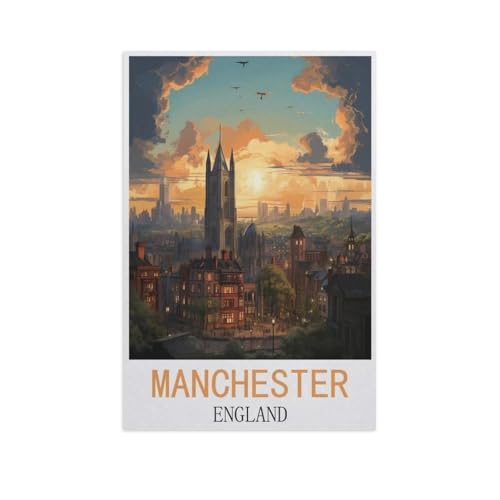 Puzzles 1000 Stück Holz Montage Bild，Manchester, England，Filmplakat Für Erwachsene Spiele Lernspielzeug（75x50cm）-FN63 von YYHMKBYY
