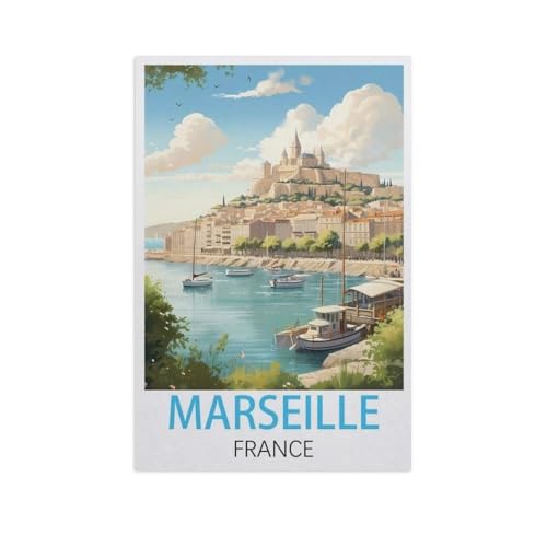 Puzzles 1000 Stück Holz Montage Bild，Marseille, Frankreich，Filmplakat Für Erwachsene Spiele Lernspielzeug（75x50cm）-GJ65 von YYHMKBYY
