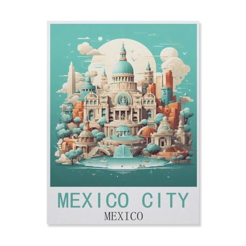 Puzzles 1000 Stück Holz Montage Bild，Mexiko-Stadt, Mexiko，Filmplakat Für Erwachsene Spiele Lernspielzeug（75x50cm）-FK71 von YYHMKBYY