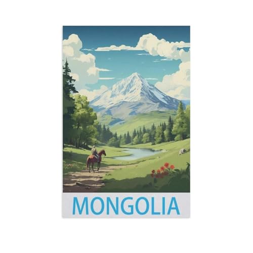 Puzzles 1000 Stück Holz Montage Bild，Mongolei，Erwachsene Spiele Lernspielzeug（75x50cm）-FN61 von YYHMKBYY